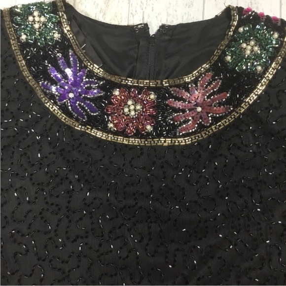 Vintage Laurence Kazar sequin and beaded silk blouse - Picture 4 of 11